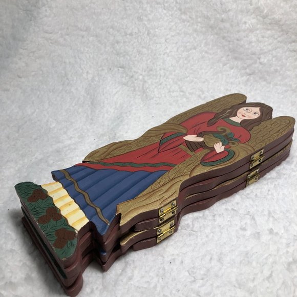 World Bazars Angels Cover Compact Foldable Wooden Screen 15”w x 11.5”h - Picture 8 of 8